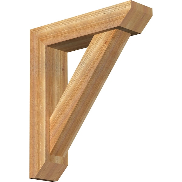 Ekena Millwork Traditional Slat Rough Sawn Bracket w/ Offset Brace, Western Red Cedar, 6"W x 24"D x 28"H BKT0604X24X28TRA06RWR - main